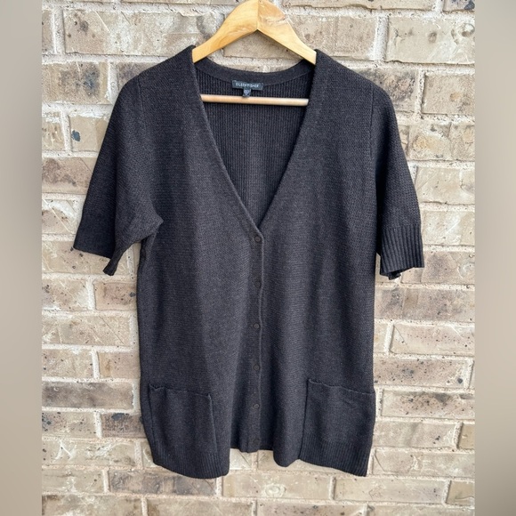 Eileen Fisher Women’s Cardigan Sweater Size Medium Brown Cashmere Wool - Picture 4 of 9